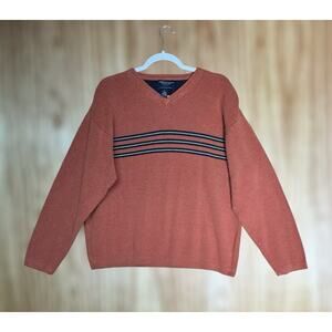 American Eagle Mens Sz L Vtg 90s Orange Baggy Sweater Y2K Preppy Grunge Street